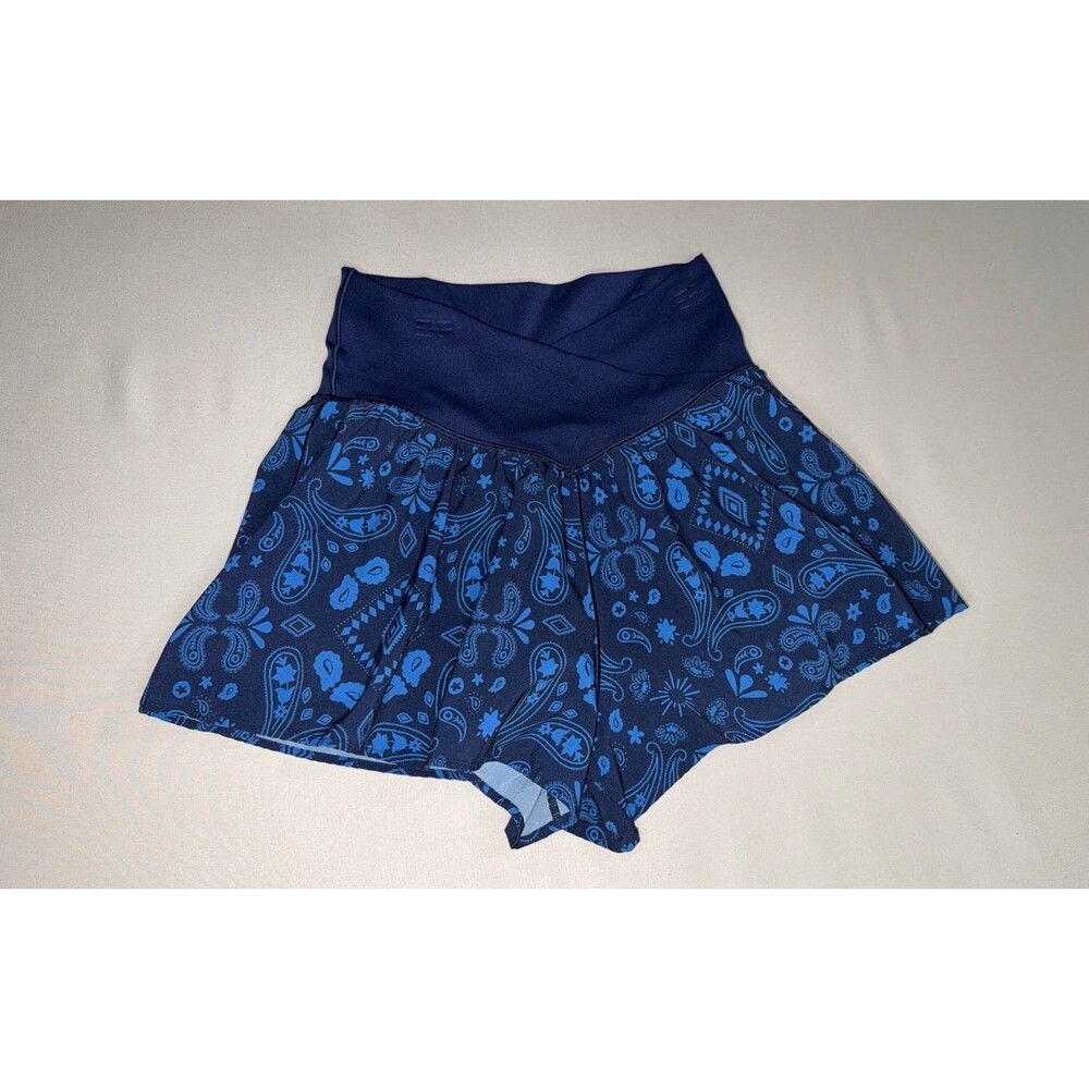 OFFLINE by Aerie Real Me Crossover Flowy Shorts Size S Blue Paisley Bandana